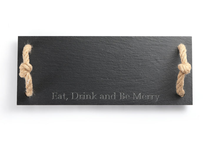 Rectangular Slate Stone Serving Tray with Jute Rope Handles
