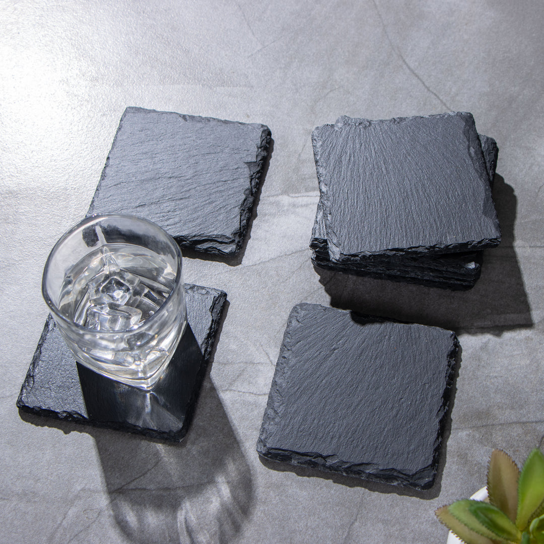 Slate Stone Drink Coasters set of Five - Hand Crafted