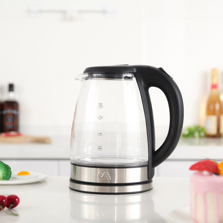 Electric Tea Kettle - 1.8L Glass & Stainless Steel Electric Tea Kettle - Uber Appliance