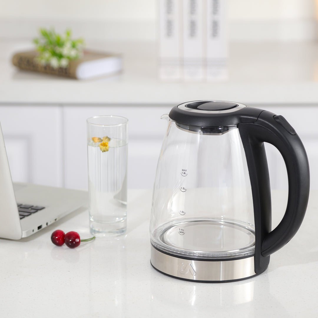 Electric Tea Kettle - 1.8L Glass & Stainless Steel Electric Tea Kettle - Uber Appliance