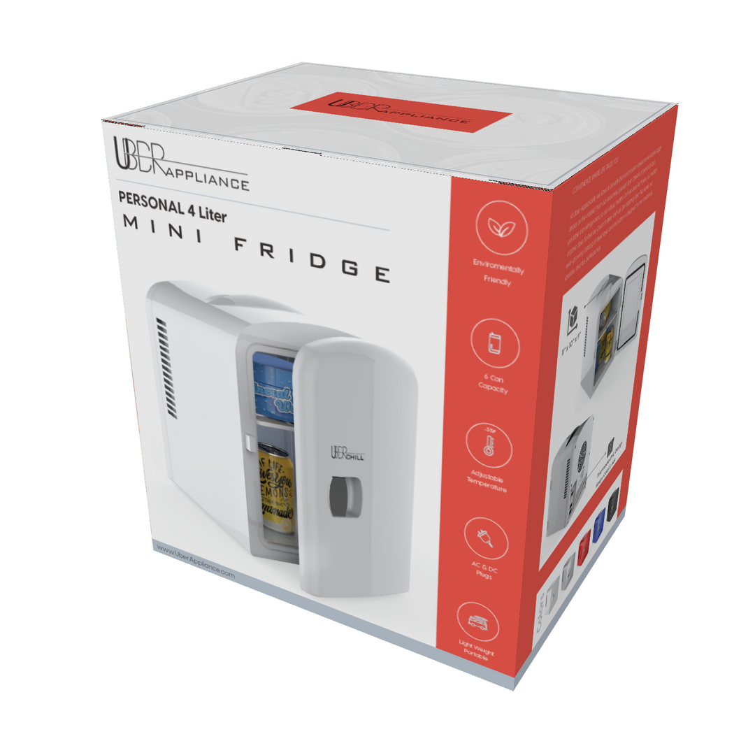 Uber Appliance Uber Chill Mini Fridge 6-can Portable Mini Fridge for Dorm,  Bedroom or Office - Thermoelectric (Blackout Matte Black) 